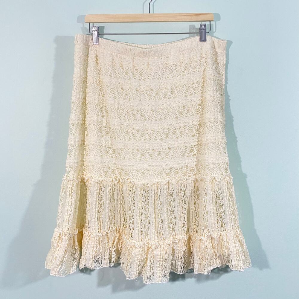 Xhilaration Women's Cream Y2K Bohemian Pull On Lace Size Midi Skirt Size XL